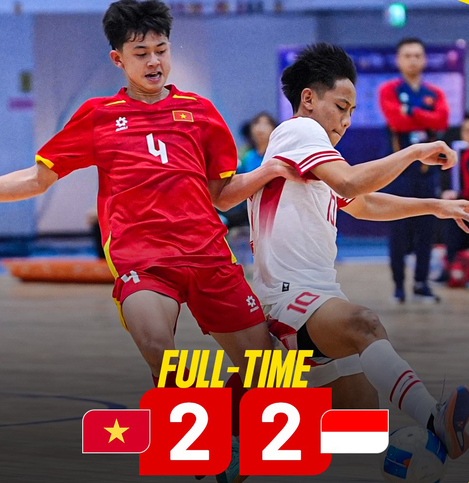 U16 futsal Việt Nam giành 1 điểm dù bị dẫn 2 bàn ở giải Đông Nam Á

