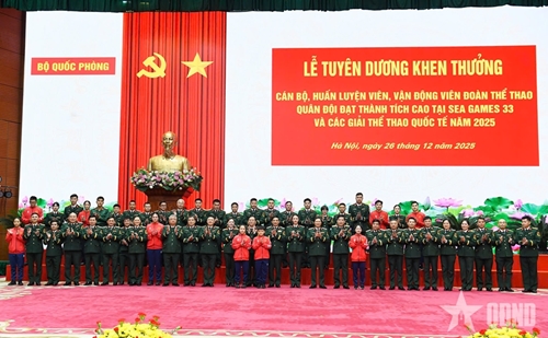 Bộ Quốc phòng khen thưởng đoàn thể thao Quân đội đạt thành tích cao năm 2025