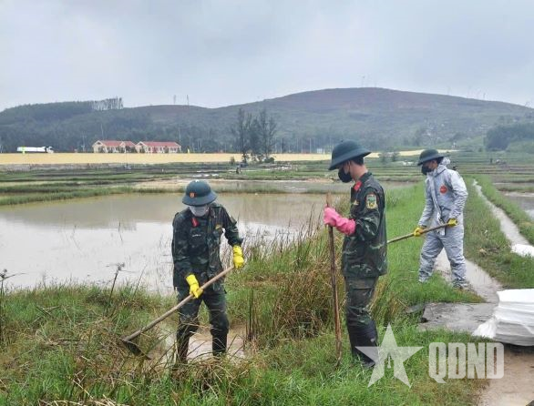 Khẩn trương khắc phục sự cố tràn dầu ở xã Vạn Tường, tỉnh Quảng Ngãi