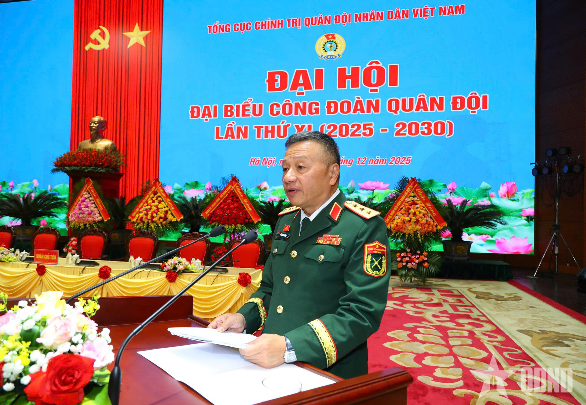 Thượng tướng Lê Quang Minh chỉ đạo phiên thứ nhất Đại hội đại biểu Công đoàn Quân đội lần thứ XI