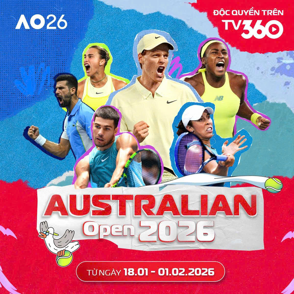 TV360 phát sóng độc quyền Giải quần vợt Australia mở rộng

