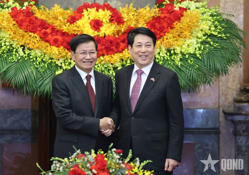 Chủ tịch nước Lương Cường hội kiến Tổng Bí thư, Chủ tịch nước Lào Thongloun Sisoulith