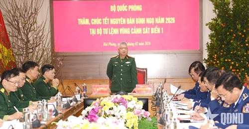 Thượng tướng Nguyễn Quang Ngọc thăm và chúc Tết tại Bộ tư lệnh Vùng Cảnh sát biển 1