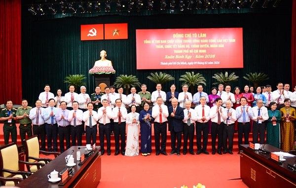 Tổng Bí thư Tô Lâm chúc Tết Đảng bộ, chính quyền, nhân dân TP Hồ Chí Minh