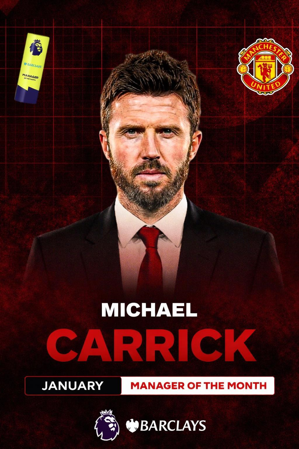 Michael Carrick nhận giải HLV xuất sắc nhất tháng 1-2026 Ngoại hạng Anh