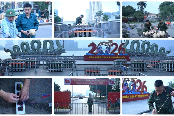 Toàn cảnh trận địa pháo hoa đêm giao thừa xuân Bính Ngọ 2026