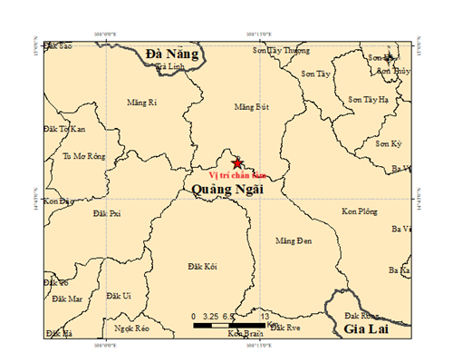 5 trận động đất trong đêm tại Quảng Ngãi