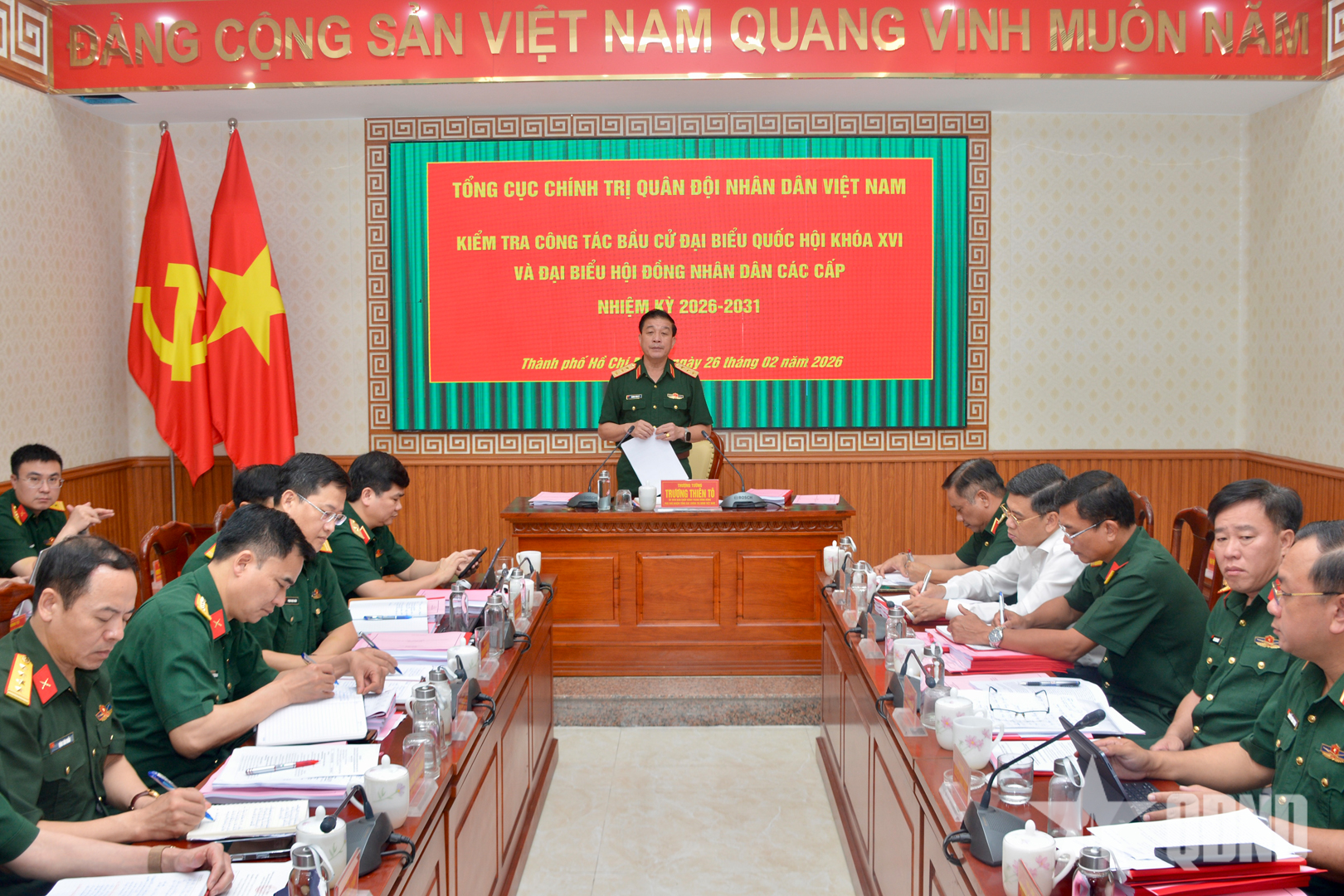 Thượng tướng Trương Thiên Tô kiểm tra công tác bầu cử tại Bộ tư lệnh TP Hồ Chí Minh