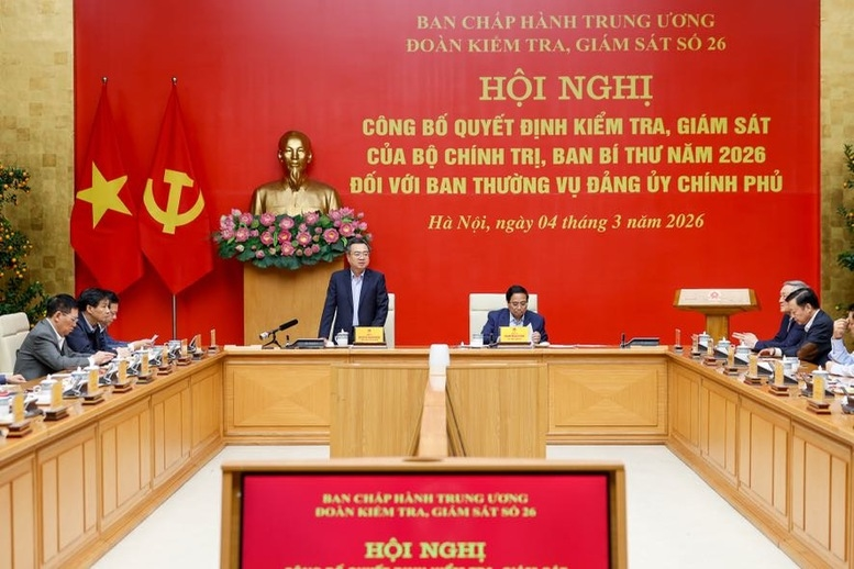 Công bố quyết định của Bộ Chính trị, Ban Bí thư kiểm tra, giám sát Đảng ủy Chính phủ