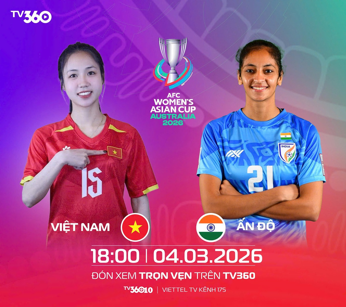 Link xem trực tiếp bóng đá nữ Việt Nam và Ấn Độ, Asian Cup 2026

