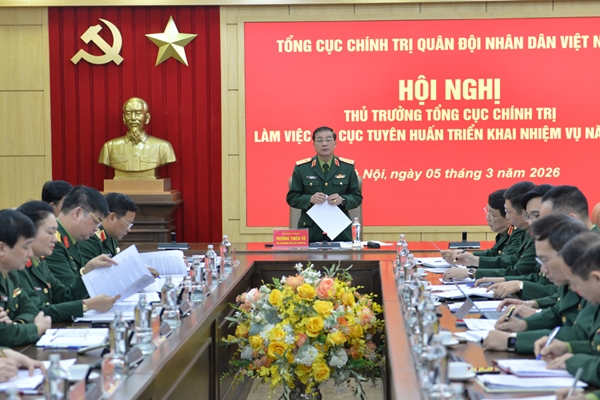 Thượng tướng Trương Thiên Tô làm việc với Cục Tuyên huấn triển khai nhiệm vụ năm 2026