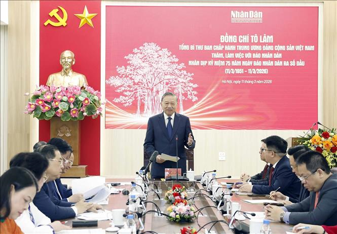 Tổng Bí thư Tô Lâm: Báo Nhân Dân phát huy vai trò vũ khí sắc bén, xứng đáng vị thế là ngọn cờ đầu trong công tác tư tưởng của Đảng