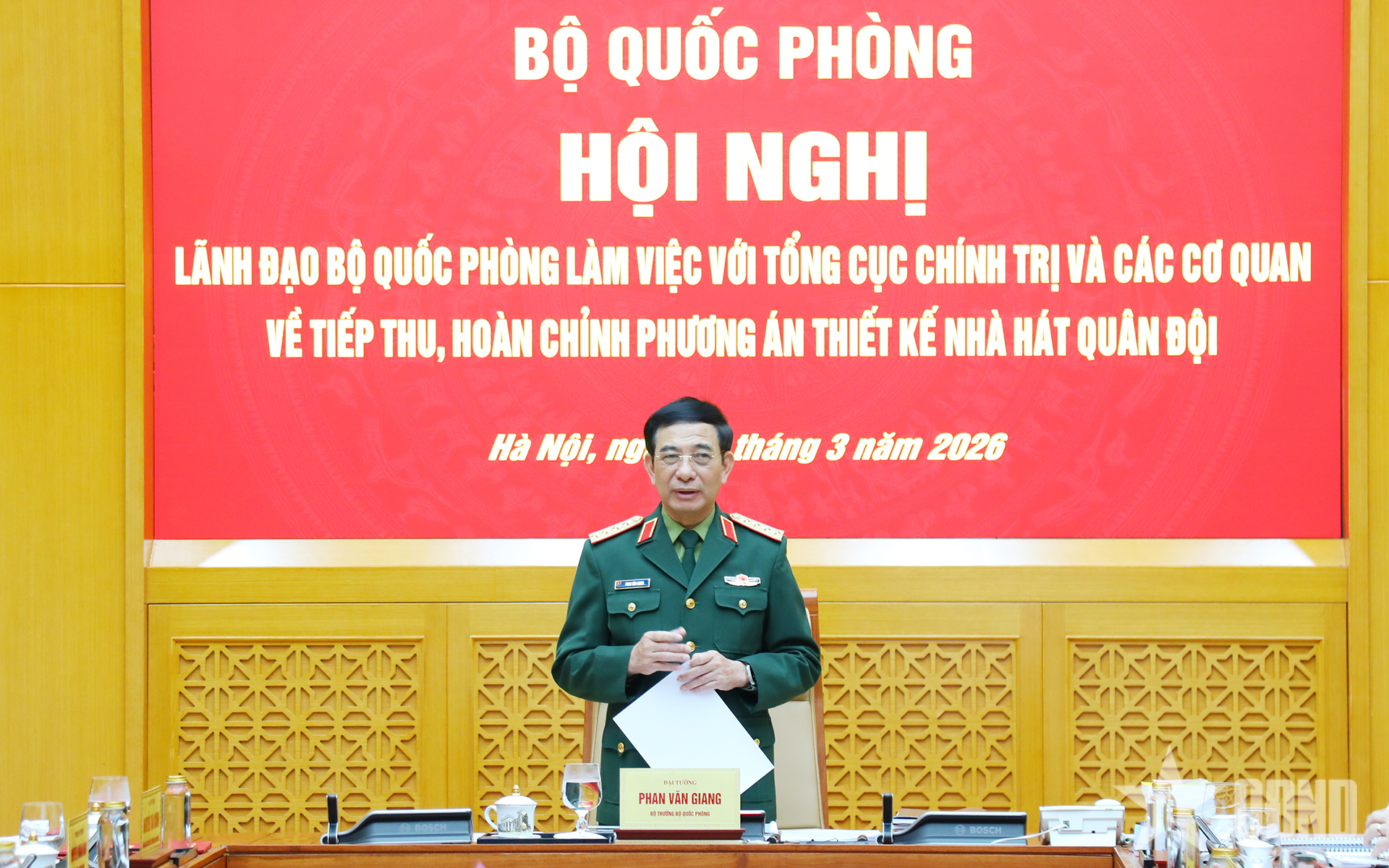 Đại tướng Phan Văn Giang: Công trình Nhà hát Quân đội phải xứng tầm với vị thế, truyền thống vẻ vang của Quân đội

