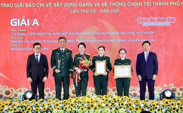 Báo Quân đội nhân dân đoạt giải A Giải Báo chí về xây dựng Đảng và hệ thống chính trị TP Hà Nội lần thứ VIII