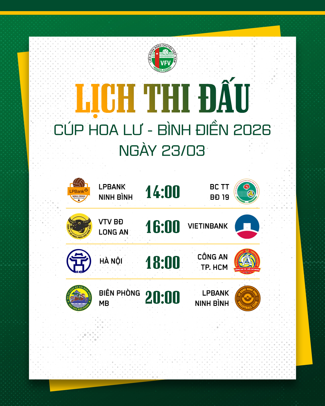 Lịch thi đấu bóng chuyền ngày 23-3: Hấp dẫn chung kết Cúp Hoa Lư

