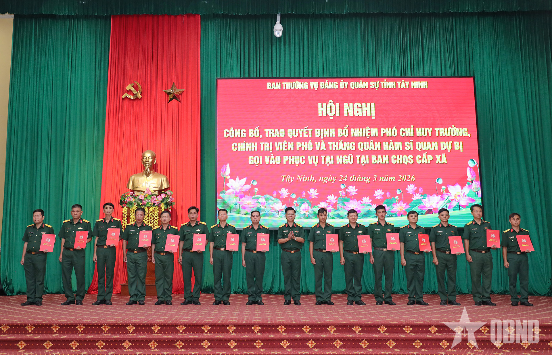 Tây Ninh: Bổ nhiệm phó chỉ huy trưởng, chính trị viên phó Ban CHQS cấp xã