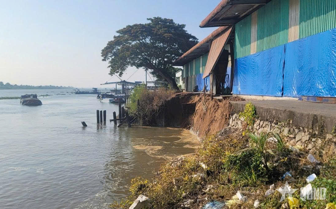 An Giang: Sạt lở bờ sông Hậu tại xã Vĩnh Thạnh Trung