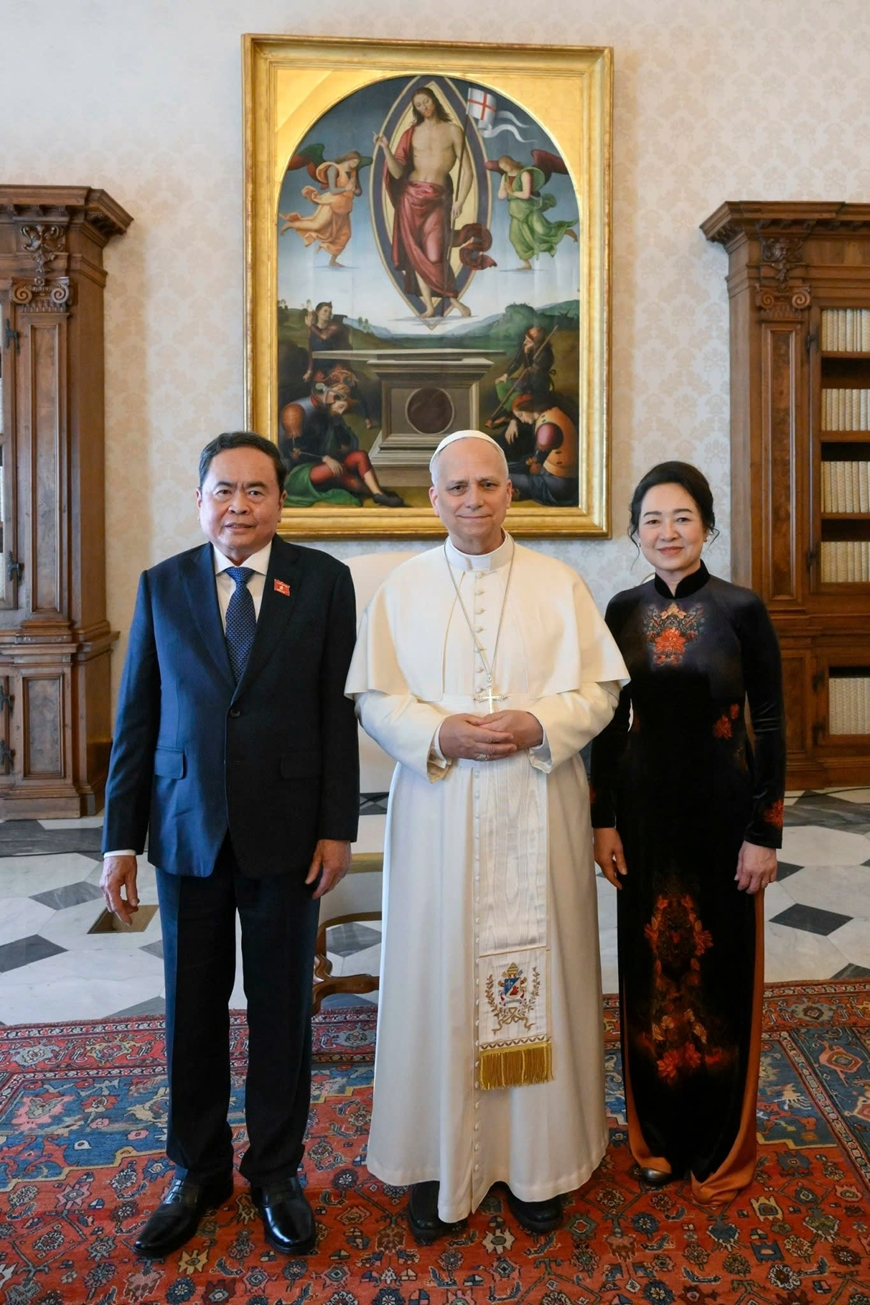Chủ tịch Quốc hội Trần Thanh Mẫn hội kiến Gi&aacute;o ho&agrave;ng Leo XIV
