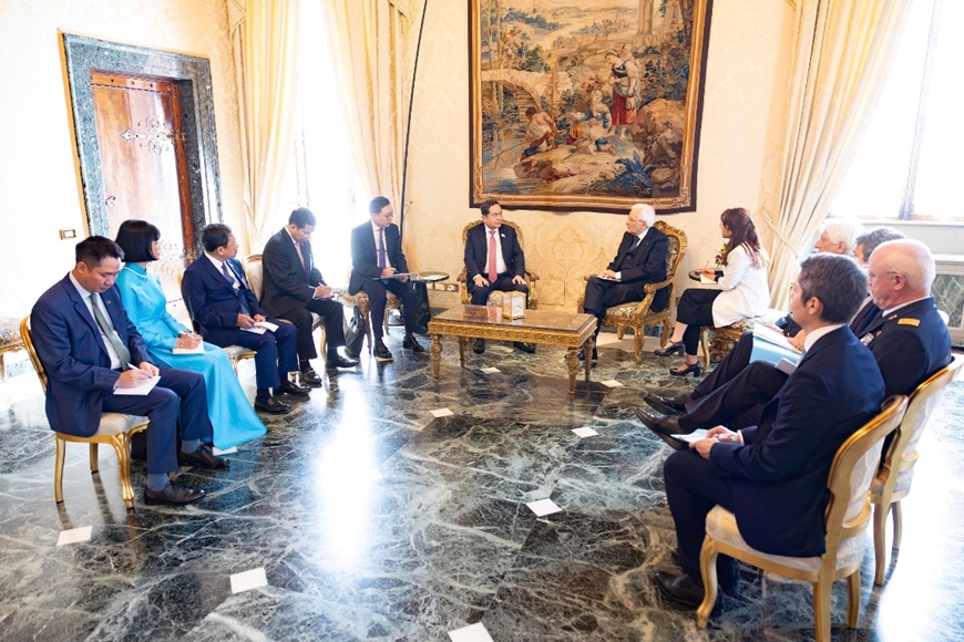 Chủ tịch Quốc hội Trần Thanh Mẫn hội kiến Tổng thống Italy Sergio Mattarella