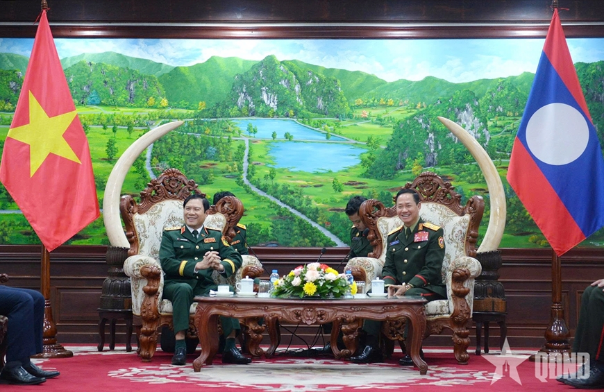 Đại tướng Nguyễn Tân Cương chào xã giao lãnh đạo Đảng, Nhà nước, Quân đội Lào