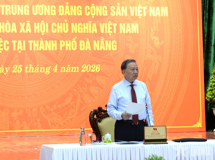 Tổng B&iacute; thư, Chủ tịch nước T&ocirc; L&acirc;m l&agrave;m việc với Ban Thường vụ Th&agrave;nh ủy Đ&agrave; Nẵng