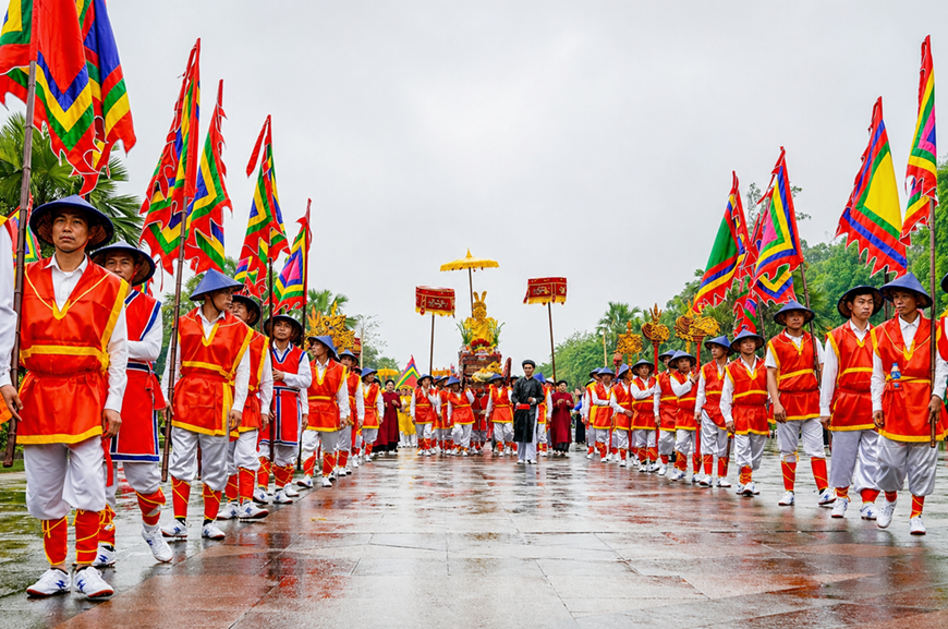 Rực rỡ sắc màu lễ rước kiệu về Đền Hùng