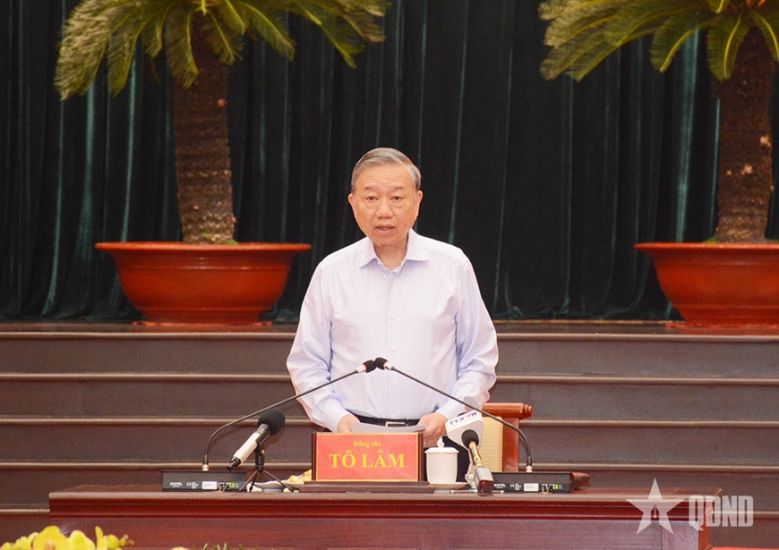 Tổng B&iacute; thư, Chủ tịch nước T&ocirc; L&acirc;m l&agrave;m việc với Ban Thường vụ Th&agrave;nh ủy TP Hồ Ch&iacute; Minh