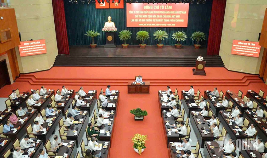 Tổng B&iacute; thư, Chủ tịch nước T&ocirc; L&acirc;m: Th&agrave;nh phố Hồ Ch&iacute; Minh cần đặt trọng t&acirc;m cải c&aacute;ch v&agrave;o thể chế ph&aacute;t triển