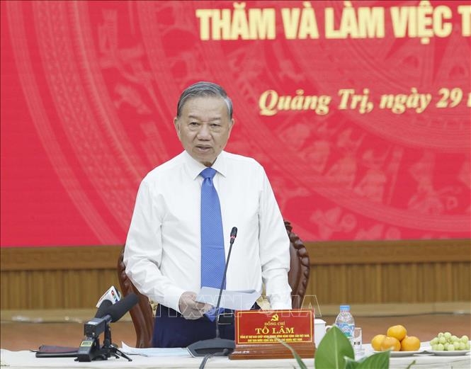 Tổng B&iacute; thư, Chủ tịch nước T&ocirc; L&acirc;m: T&aacute;i định vị kh&ocirc;ng gian ph&aacute;t triển Quảng Trị với chiến lược &ldquo;vươn Đ&ocirc;ng, tỏa T&acirc;y&rdquo;