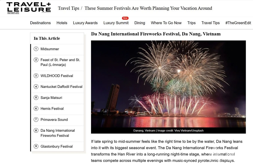 Lễ hội pháo hoa quốc tế Đà Nẵng lọt top 9 lễ hội mùa hè đáng trải nghiệm nhất hành tinh