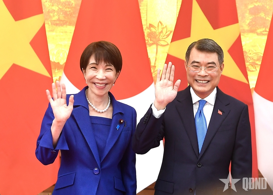 Thủ tướng L&ecirc; Minh Hưng chủ tr&igrave; lễ đ&oacute;n ch&iacute;nh thức Thủ tướng Nhật Bản Takaichi Sanae