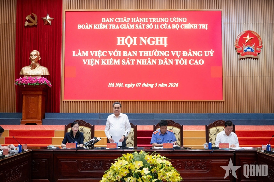 Chủ tịch Quốc hội Trần Thanh Mẫn chủ tr&igrave; hội nghị với Ban Thường vụ Đảng ủy Viện Kiểm s&aacute;t nh&acirc;n d&acirc;n tối cao