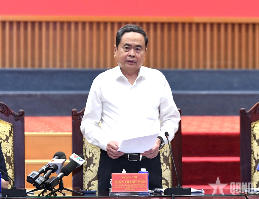 Chủ tịch Quốc hội Trần Thanh Mẫn chủ tr&igrave; hội nghị với Ban Thường vụ Đảng ủy Viện Kiểm s&aacute;t nh&acirc;n d&acirc;n tối cao
