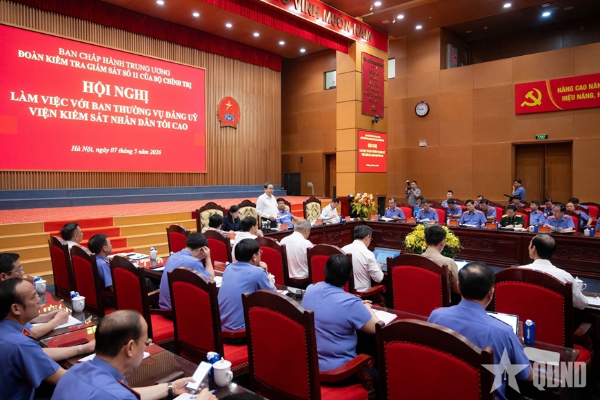 Chủ tịch Quốc hội Trần Thanh Mẫn chủ tr&igrave; hội nghị với Ban Thường vụ Đảng ủy Viện Kiểm s&aacute;t nh&acirc;n d&acirc;n tối cao