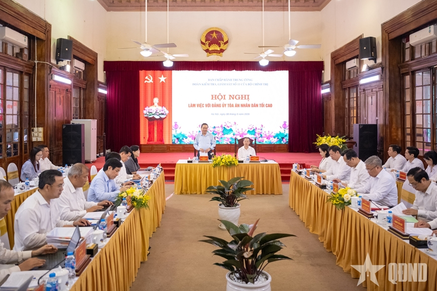 Chủ tịch Quốc hội Trần Thanh Mẫn chủ tr&igrave; hội nghị với Đảng ủy T&ograve;a &aacute;n nh&acirc;n d&acirc;n tối cao