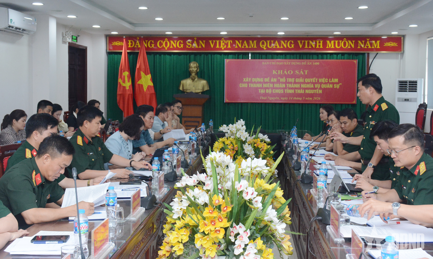 Khảo sát xây dựng Đề án “Hỗ trợ giải quyết việc làm cho thanh niên hoàn thành nghĩa vụ quân sự” tại Bộ CHQS tỉnh Thái Nguyên