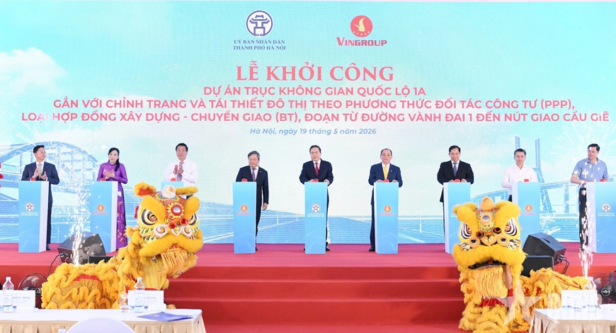 Chủ tịch Quốc hội Trần Thanh Mẫn dự lễ khởi c&ocirc;ng Dự &aacute;n trục kh&ocirc;ng gian Quốc lộ 1A