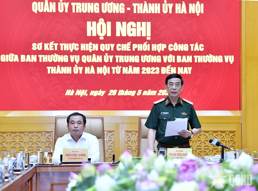Sơ kết thực hiện quy chế phối hợp giữa Ban Thường vụ Quân ủy Trung ương với Ban Thường vụ Thành ủy Hà Nội