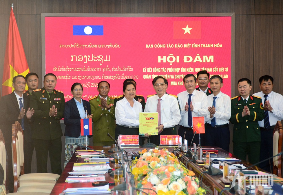 Thúc đẩy phối hợp tìm kiếm, quy tập hài cốt liệt sĩ giữa Thanh Hóa và Hủa Phăn