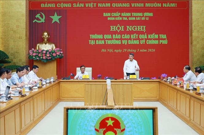 Hội nghị th&ocirc;ng qua b&aacute;o c&aacute;o kết quả kiểm tra tại Ban Thường vụ Đảng ủy Ch&iacute;nh phủ
