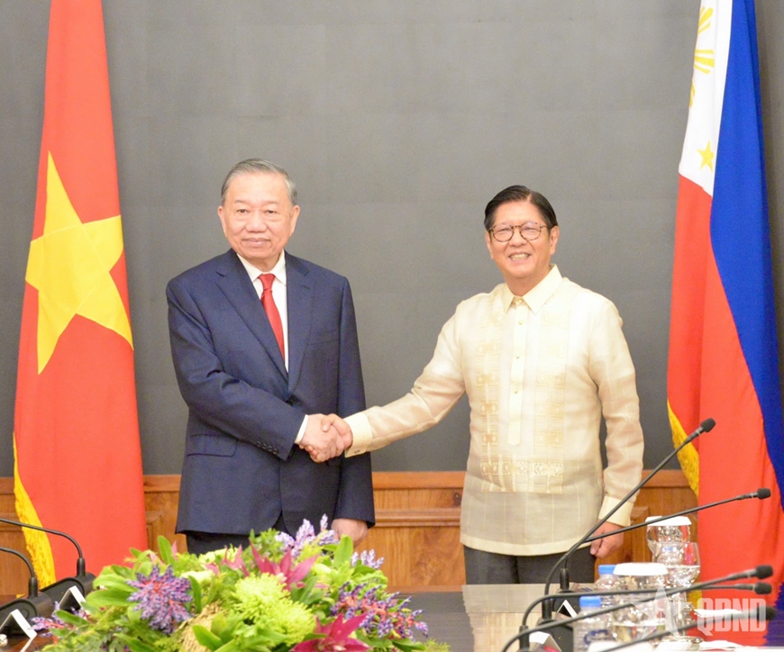 Tổng B&iacute; thư, Chủ tịch nước T&ocirc; L&acirc;m hội đ&agrave;m với Tổng thống Philippines Ferdinand Romualdez Marcos Jr.