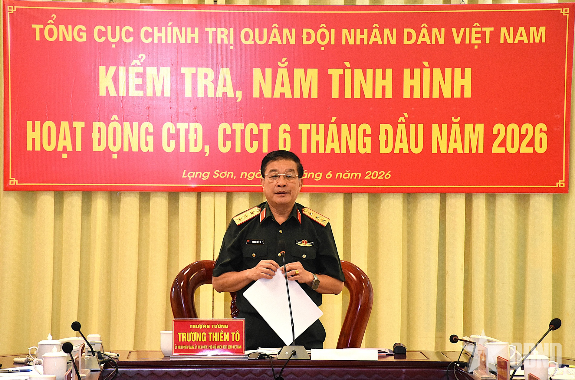 Thượng tướng Trương Thiên Tô: Bộ CHQS tỉnh Lạng Sơn nâng cao năng lực tham mưu, tổ chức diễn tập tác chiến khu vực phòng thủ