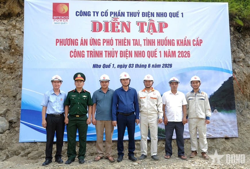 Cụm Thủy điện Nho Quế diễn tập ứng phó thiên tai, tình huống khẩn cấp năm 2026