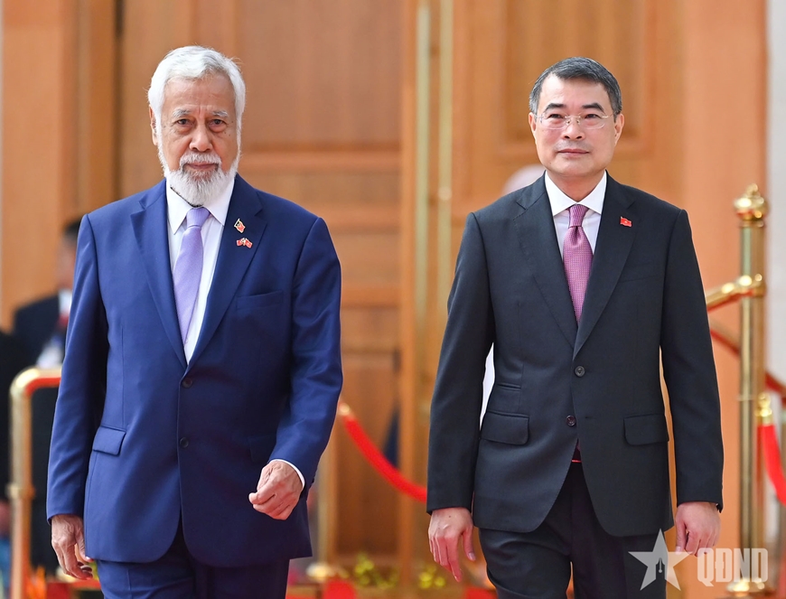 Thủ tướng L&ecirc; Minh Hưng chủ tr&igrave; lễ đ&oacute;n Thủ tướng Timor-Leste thăm ch&iacute;nh thức Việt Nam