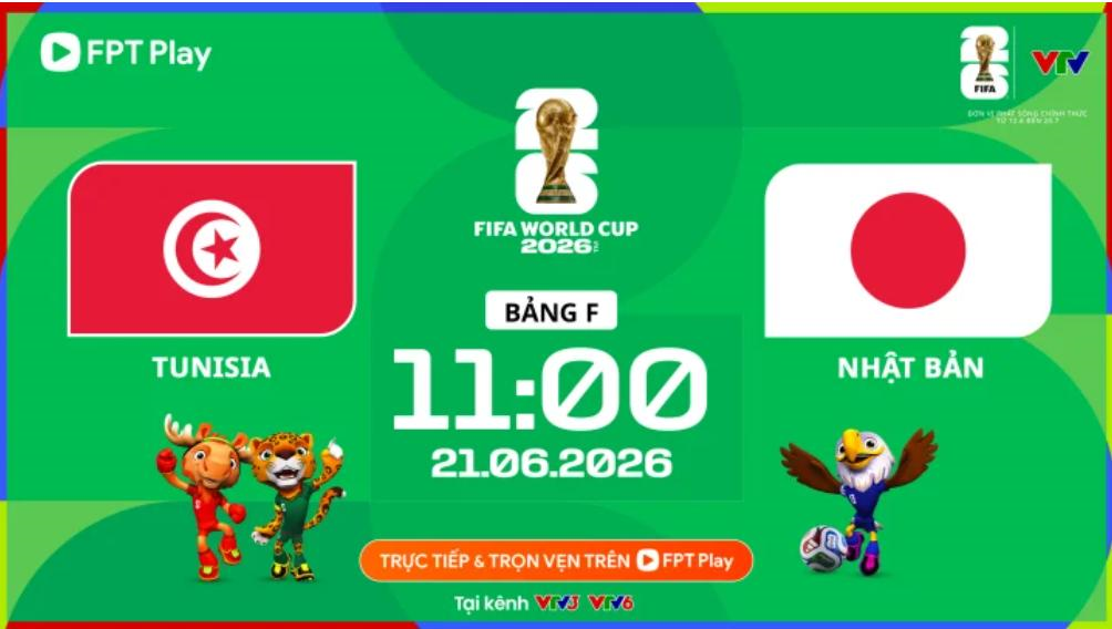 Link xem trực tiếp Tunisia và Nhật Bản (bảng F World Cup 2026)

