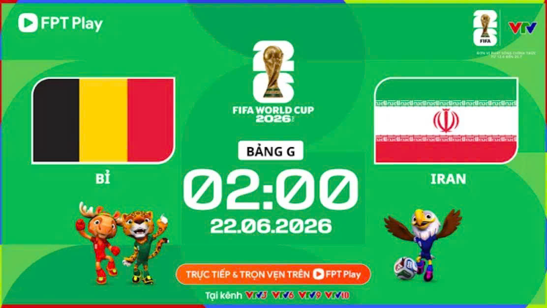 Link xem trực tiếp bóng đá Bỉ và Iran (bảng G World Cup 2026)