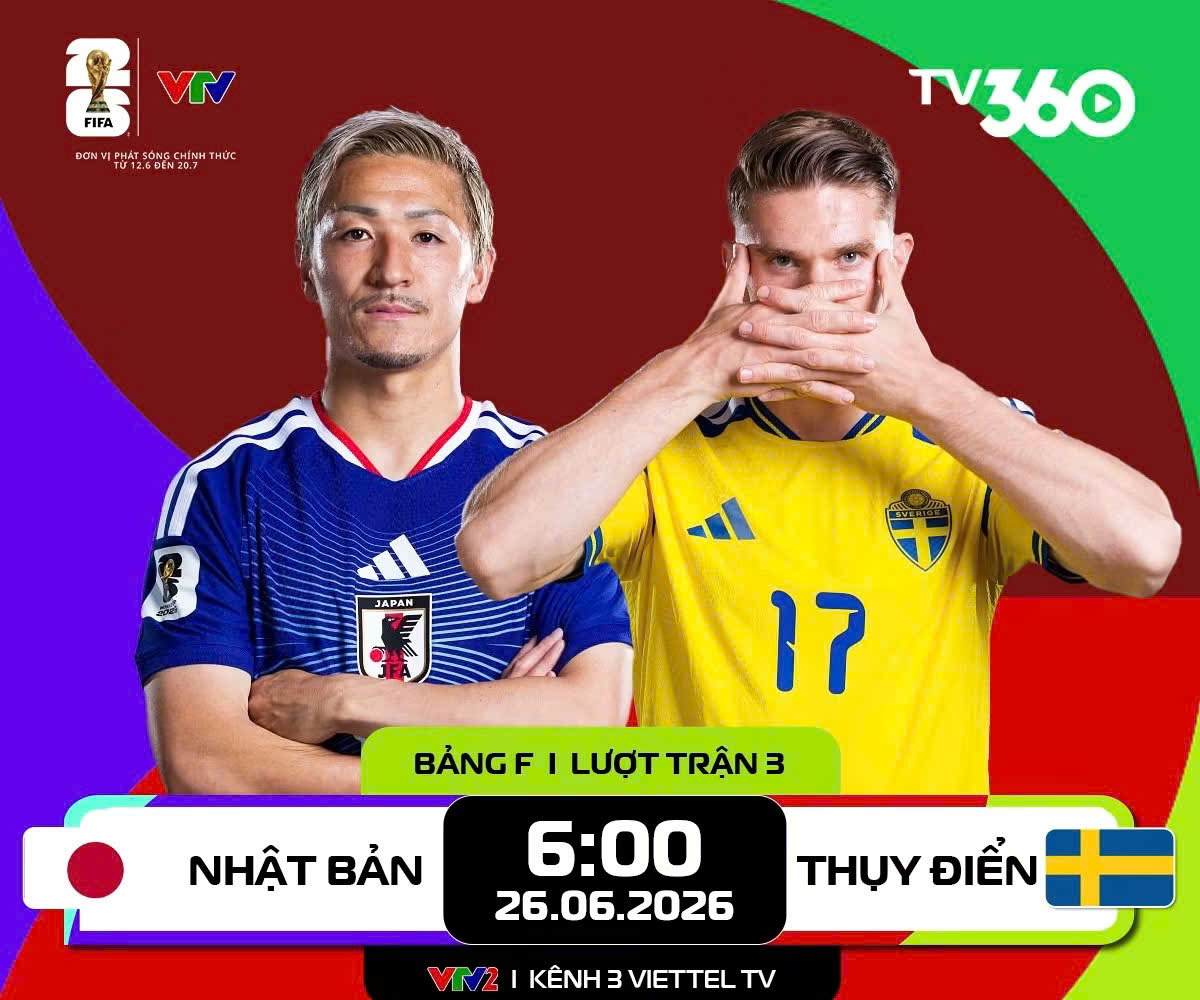 Link xem trực tiếp Nhật Bản và Thụy Điển (bảng F World Cup 2026)