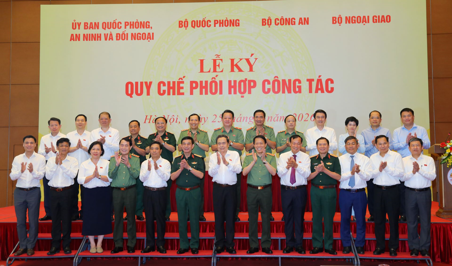 Lễ ký Quy chế phối hợp công tác giữa Ủy ban Quốc phòng, An ninh và Đối ngoại của Quốc hội với Bộ Quốc phòng, Bộ Công an và Bộ Ngoại giao