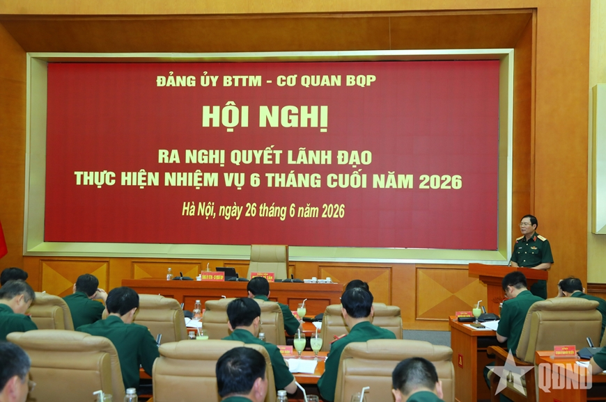 Đại tướng Nguyễn Tân Cương dự, chỉ đạo Hội nghị Đảng ủy Bộ Tổng Tham mưu - Cơ quan Bộ Quốc phòng
