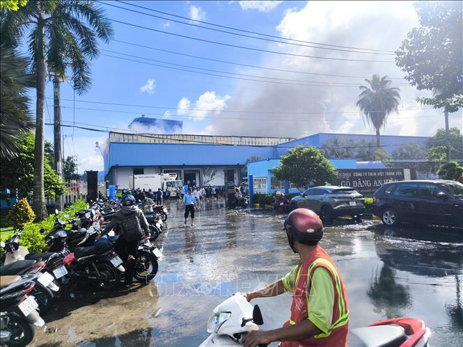 Vĩnh Long: Cháy lớn tại Công ty Cổ phần Gò Đàng, khu công nghiệp An Hiệp

